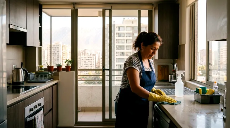 Aseo de cocina en un departamento (imagen generada)