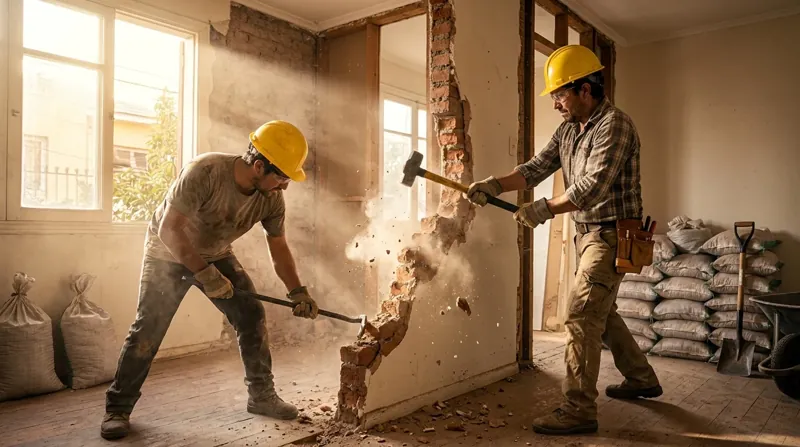 Demolición de un tabique (imagen generada)