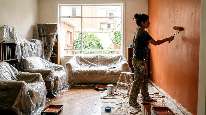 Pintura de un living (imagen generada)