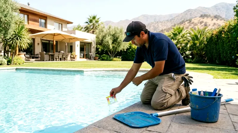 Mantención de piscina (imagen generada)